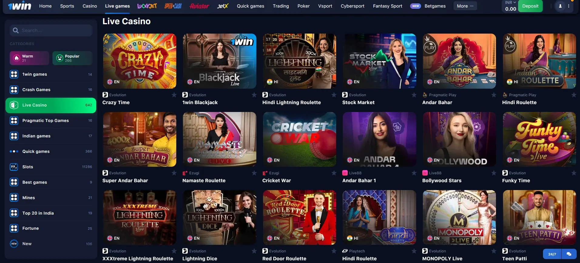 Live Casino at 1Win